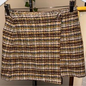 KOTN Brown and Cream Tweed Mini Skirt